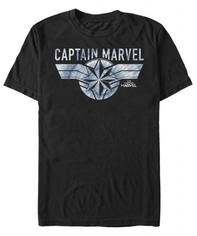 Marvel Men's Captain Marvel Blue Tie Dye Logo Short Sleeve T-Shirt Black $17.15 T-Shirts