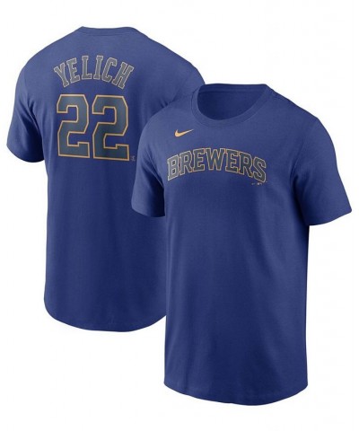 Men's Christian Yelich Royal Milwaukee Brewers Name Number T-shirt $23.00 T-Shirts